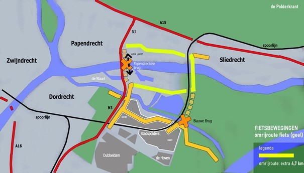 Ernstige hinder voor fietsers in het najaar door werkzaamheden Merwedebrug