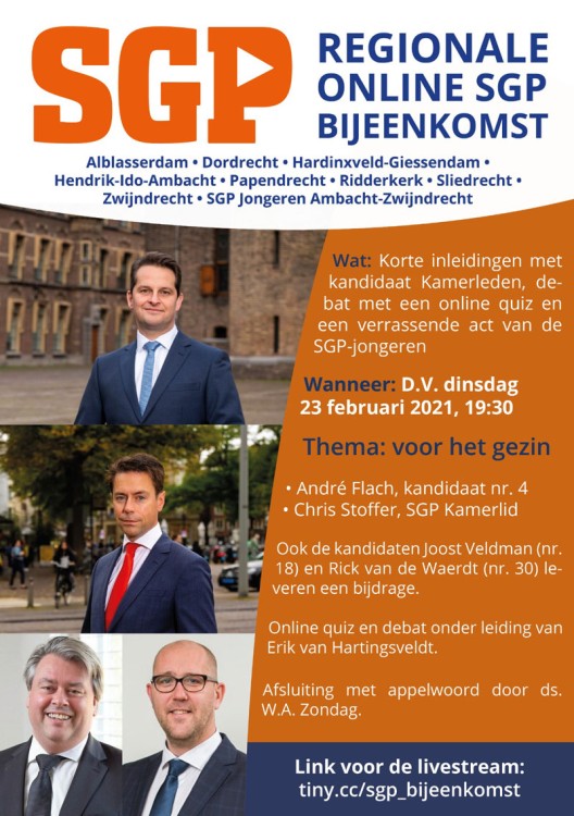 23 februari: Regionaal digitaal SGP-debat rond Tweede Kamerverkiezingen