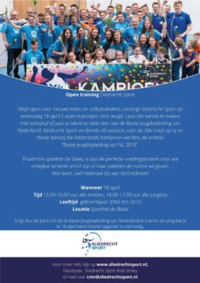 Open trainingen Sliedrecht Sport (geboren tussen 2006-2010)